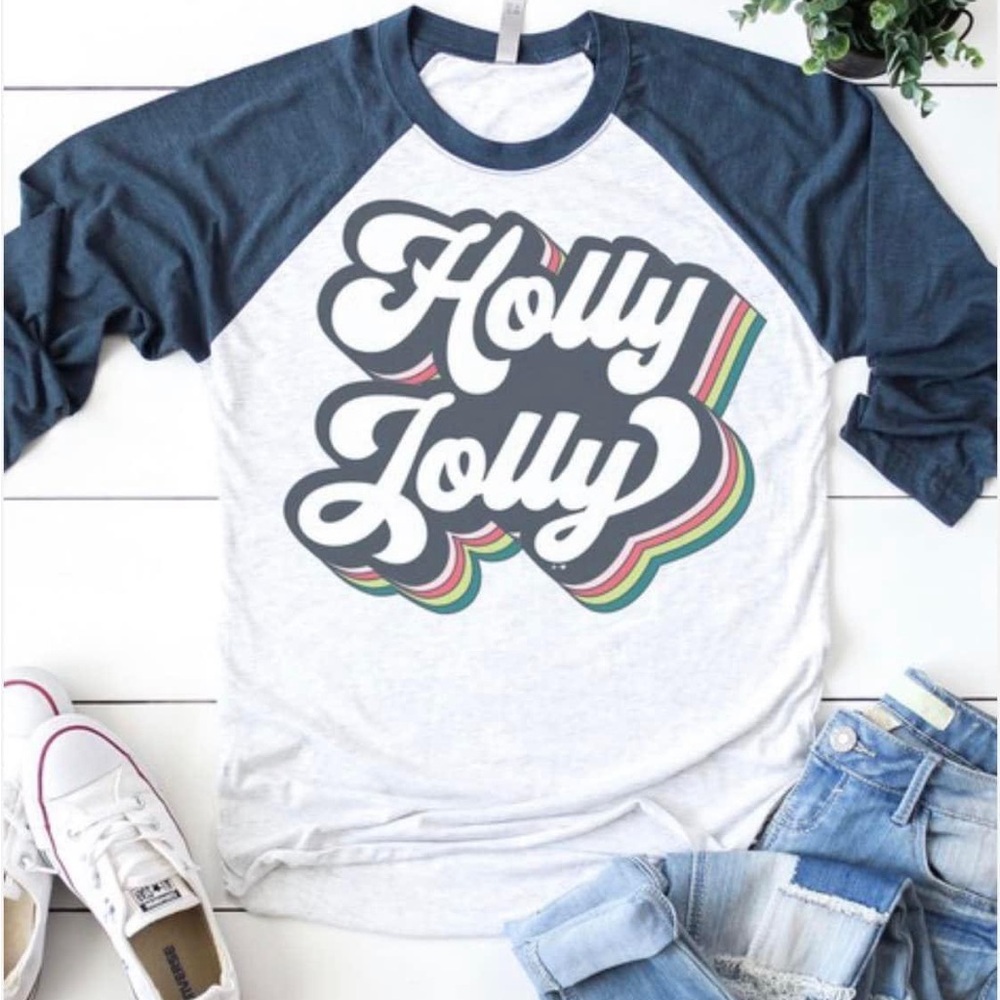 Christmas “holly jolly” jersey tee